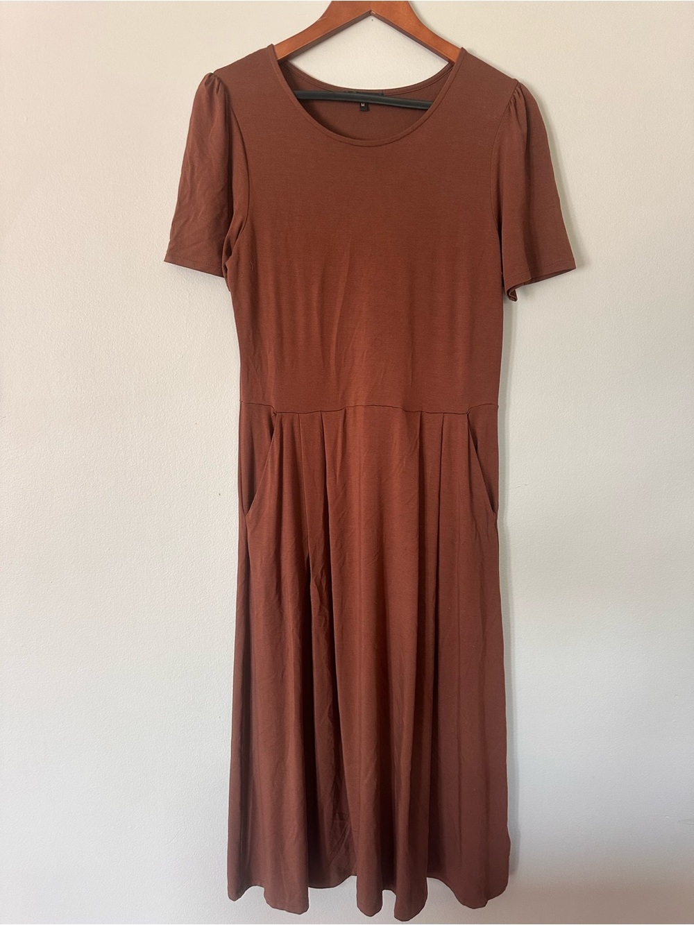 Quince Rust Midi Dress with Pockets
